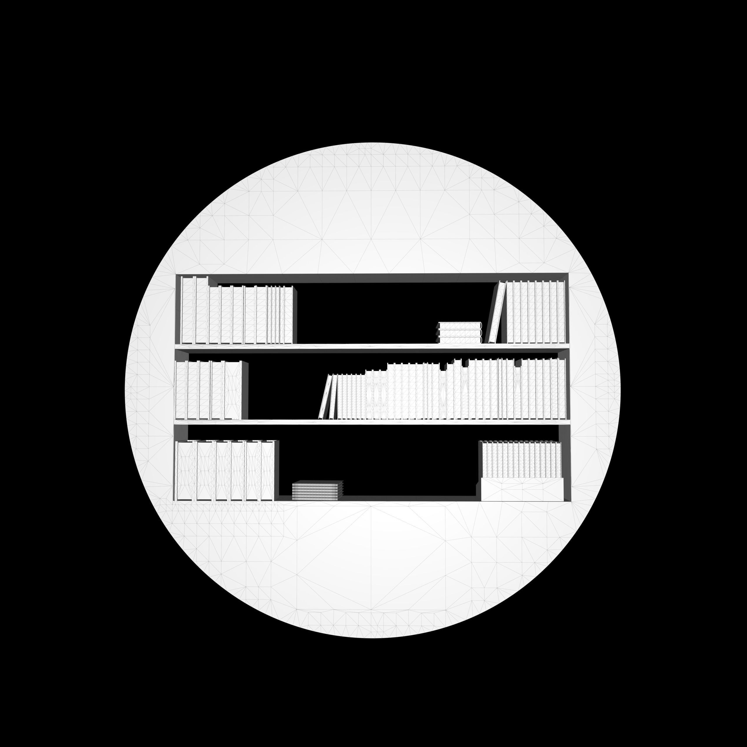 Round Bookcase - Bookshelf Low-poly 3D model_10