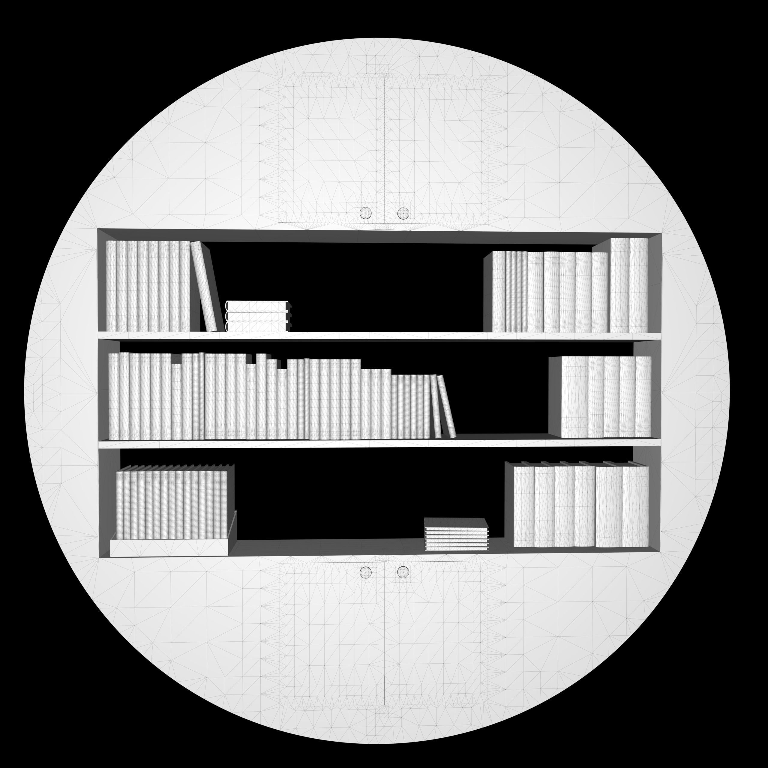 Round Bookcase - Bookshelf Low-poly 3D model_12