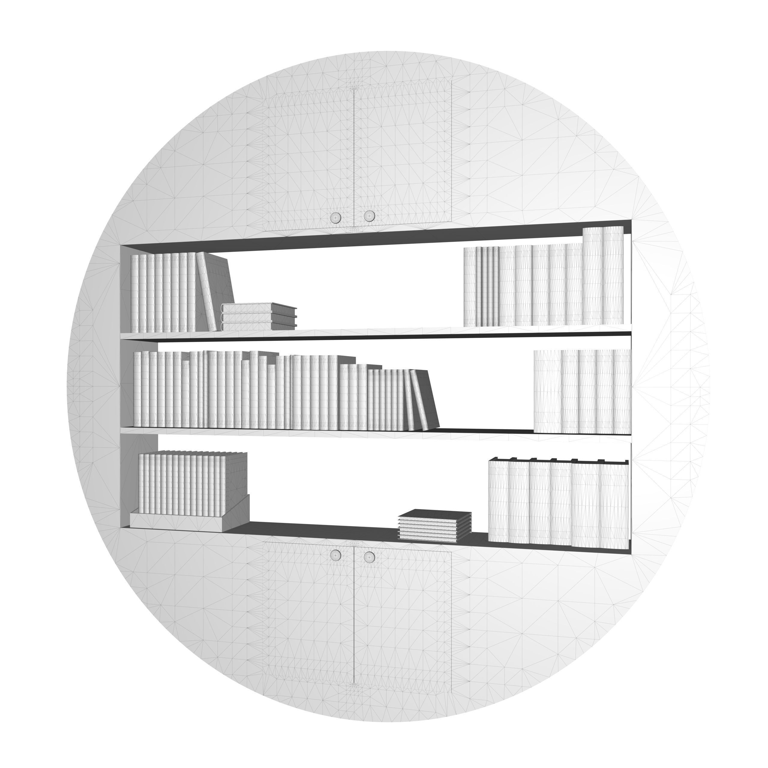 Round Bookcase - Bookshelf Low-poly 3D model_14