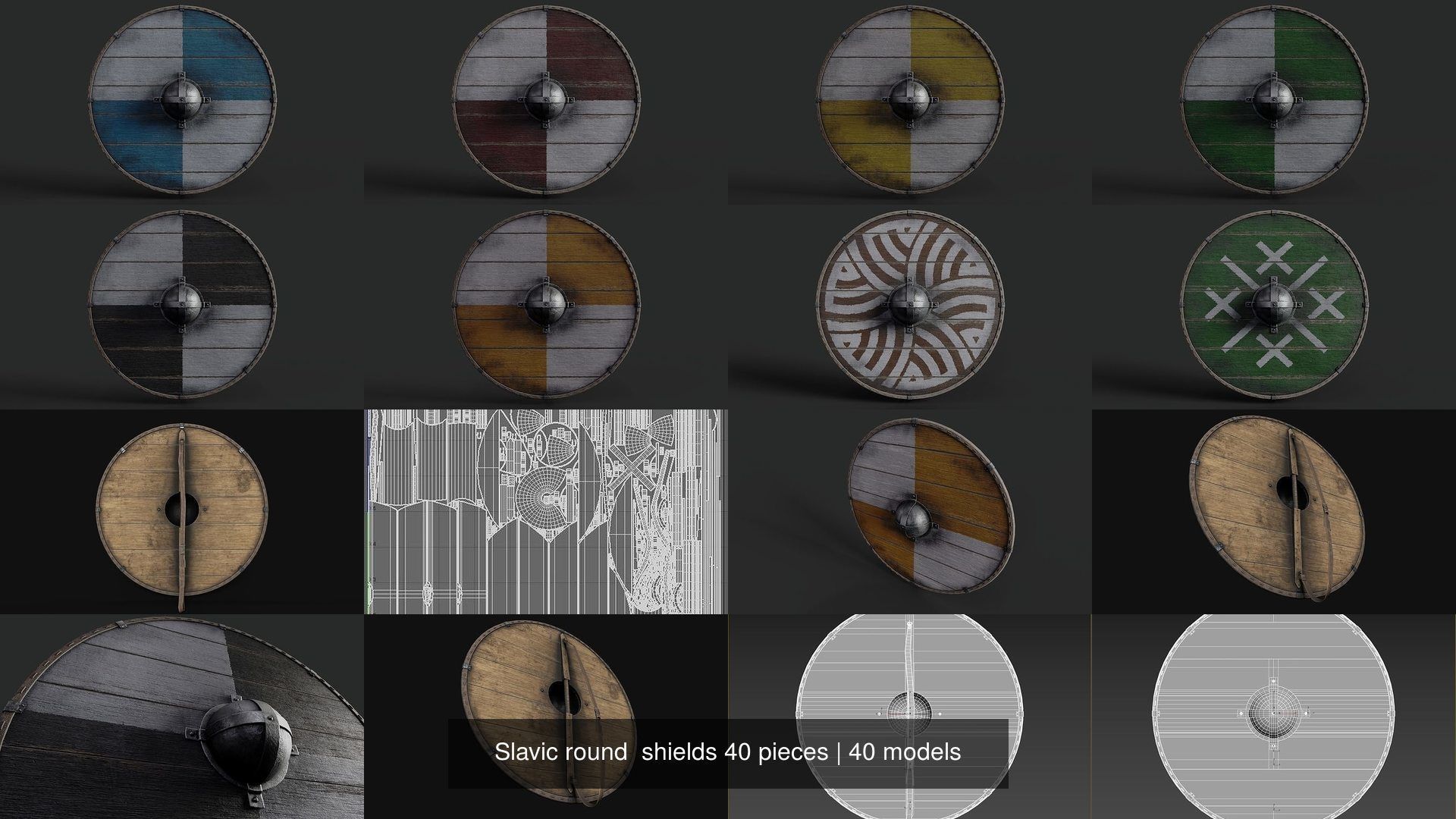 Slavic round shields 40 pieces 3D Model Collection_5