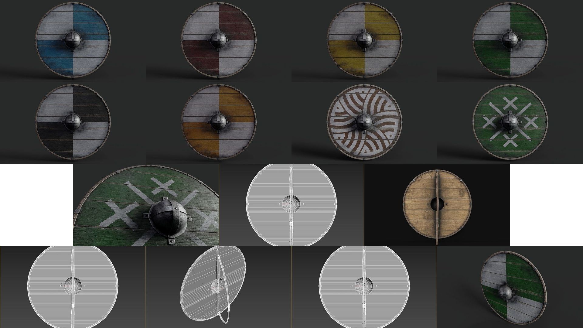 Slavic round shields 40 pieces 3D Model Collection_7
