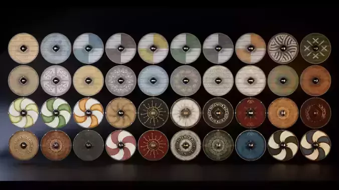 Slavic round shields 40 pieces 3D Model Collection Slavic round shields 40 pieces 3D Model Collection