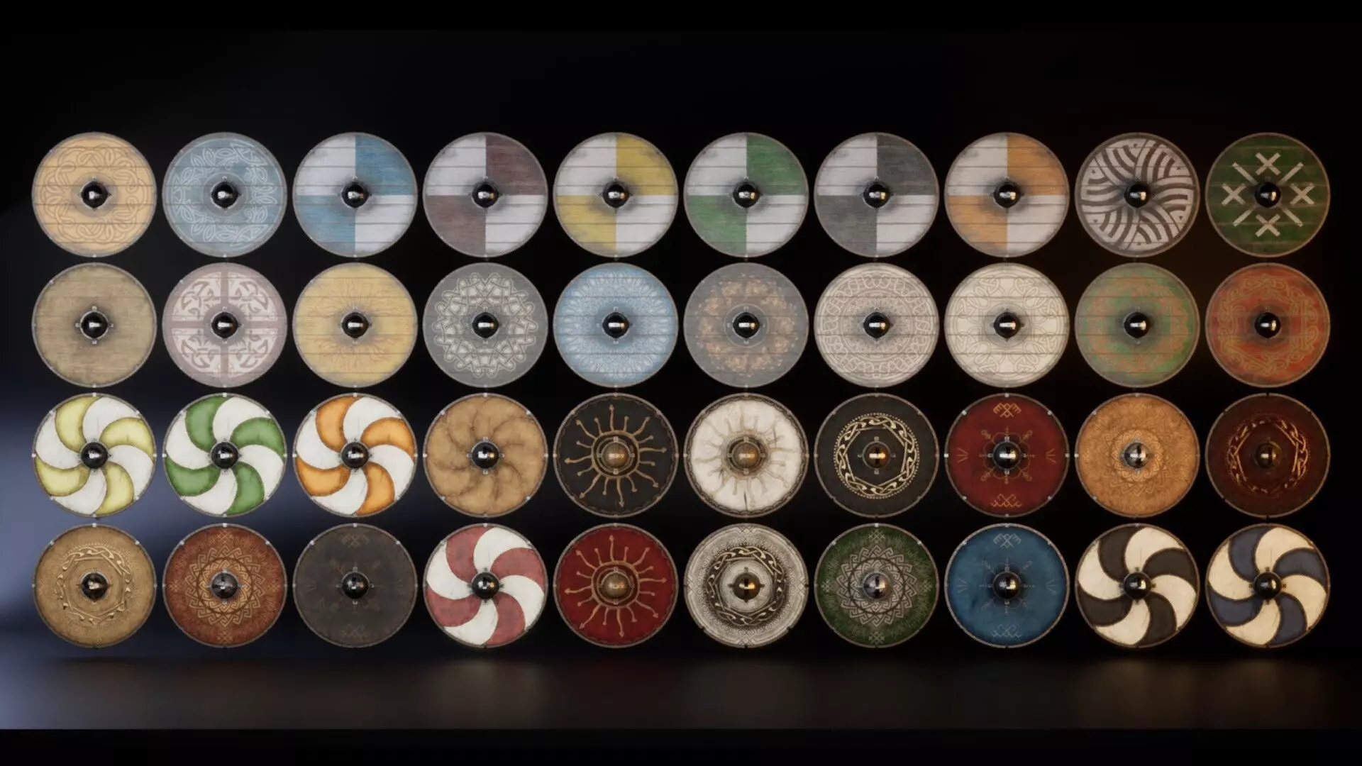 Slavic round shields 40 pieces 3D Model Collection_0