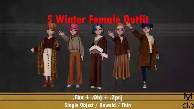 Different cartoon Winter Clothes Collection For women Vol 1 3D model