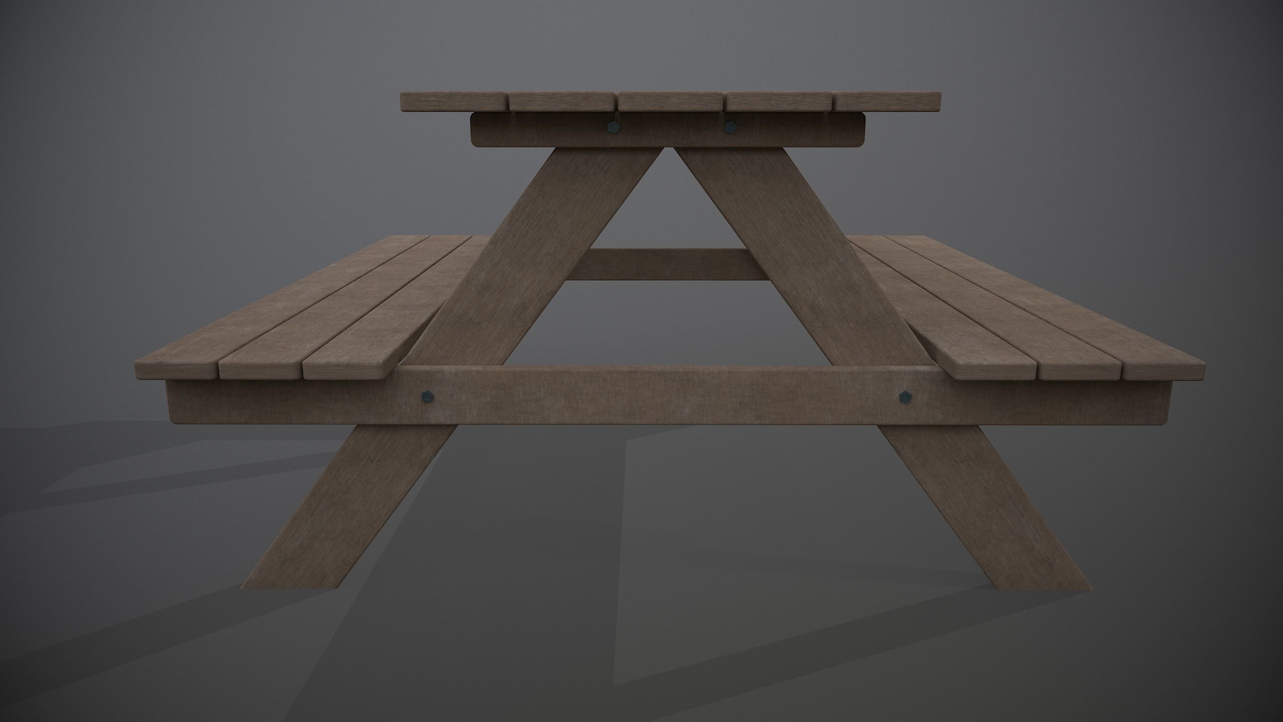 Wooden Picnic Table 3D model_6