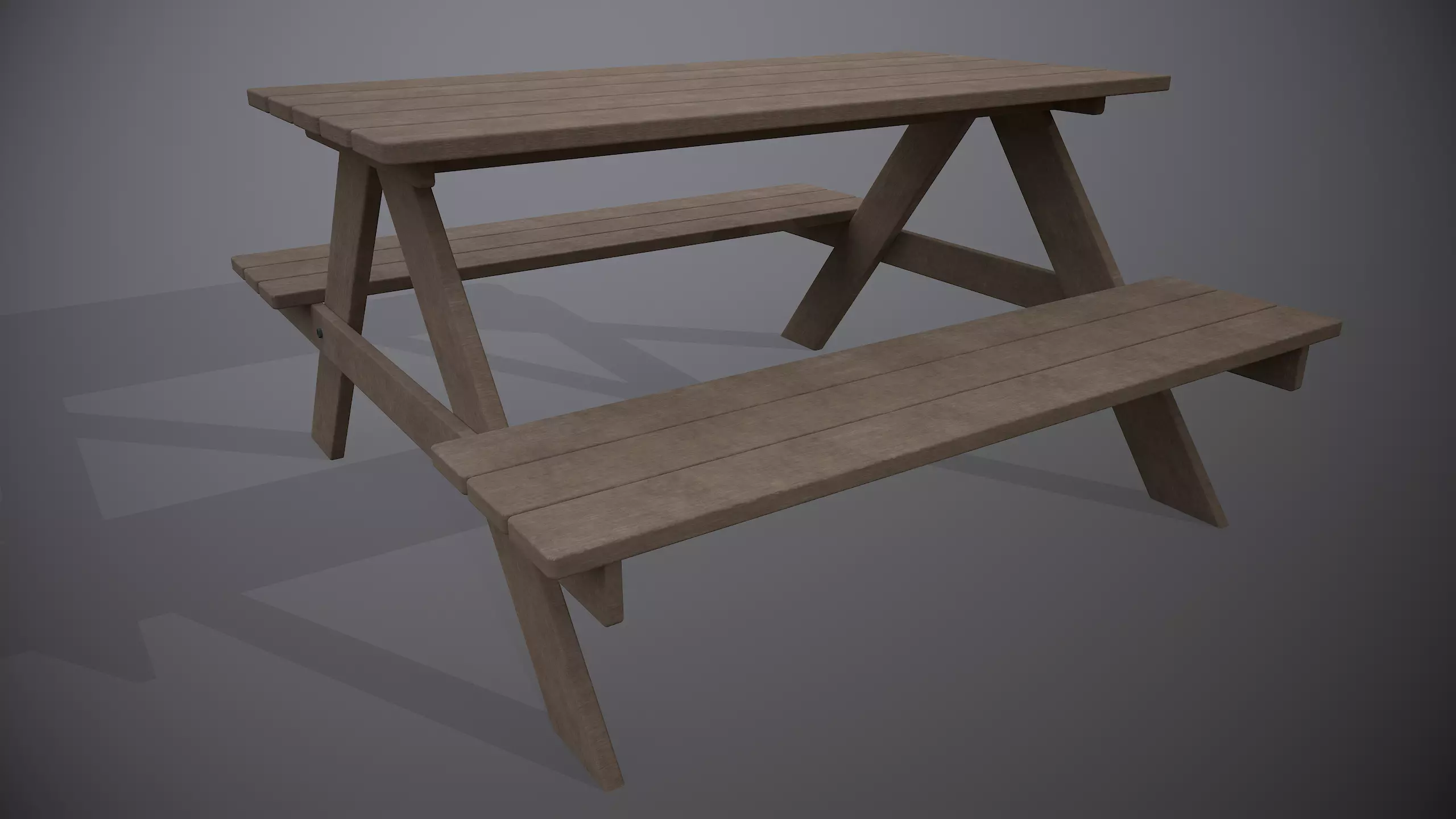 Wooden Picnic Table 3D model_0