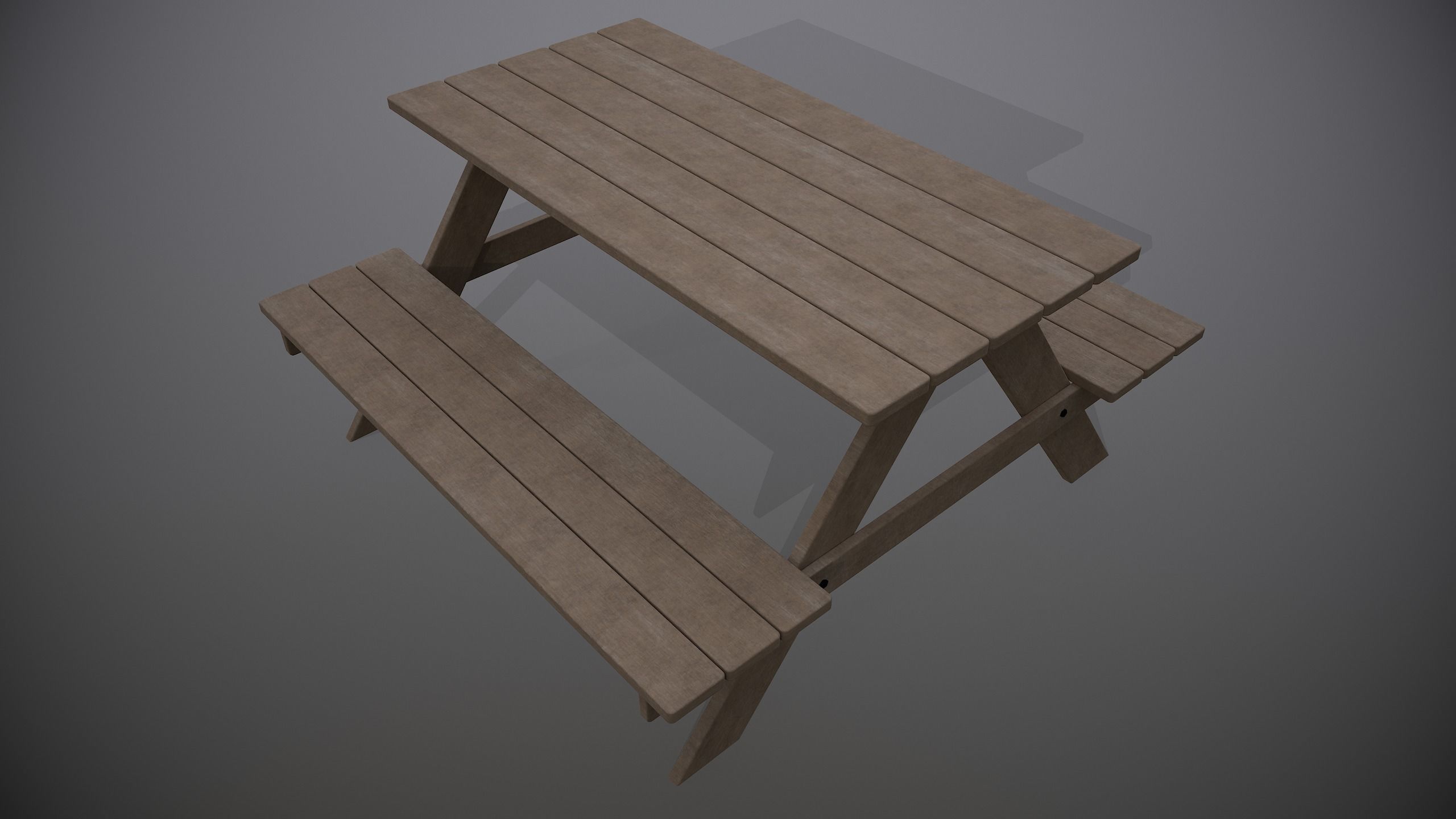 Wooden Picnic Table 3D model_2