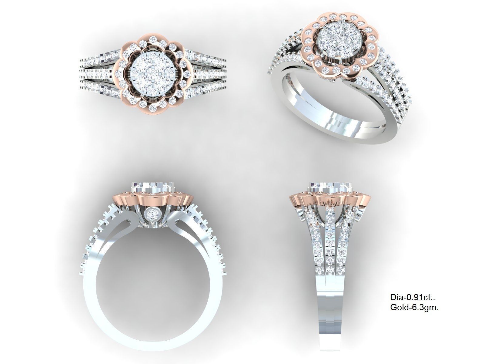 Woman Solitaire Ring 633 3D print model_5