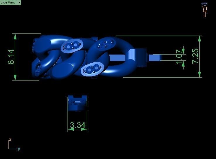 cuban jewlery full  set  3D print model_7