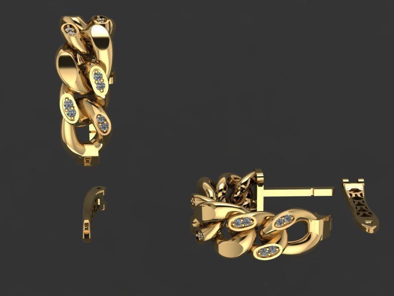 cuban jewlery full  set  3D print model_11