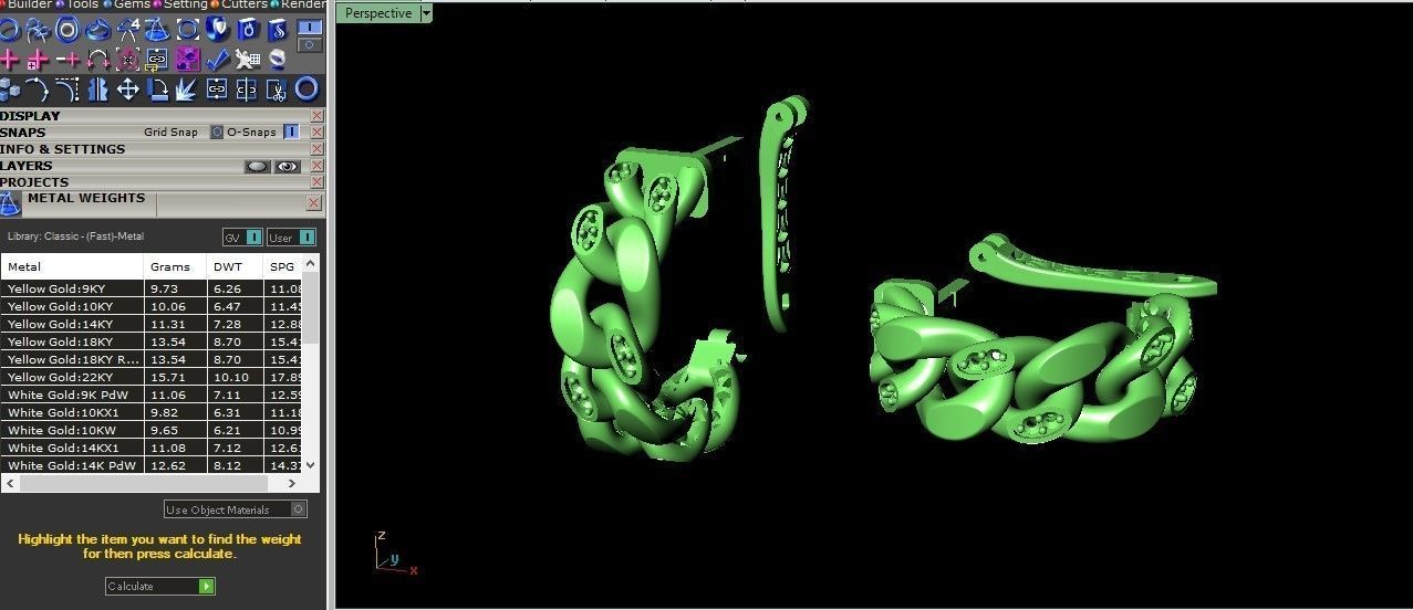 cuban jewlery full  set  3D print model_10