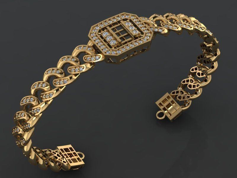 cuban jewlery full  set  3D print model_1