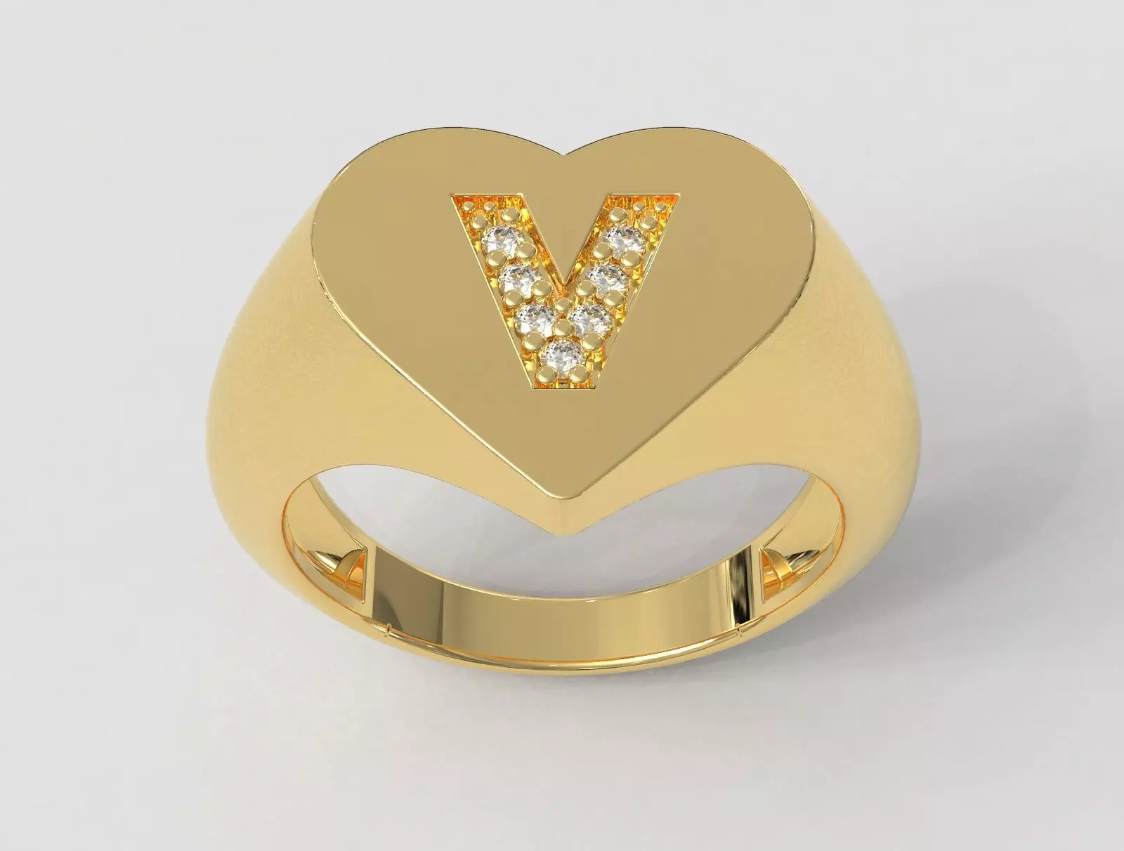 Heart Letter Ring - V 3D print model