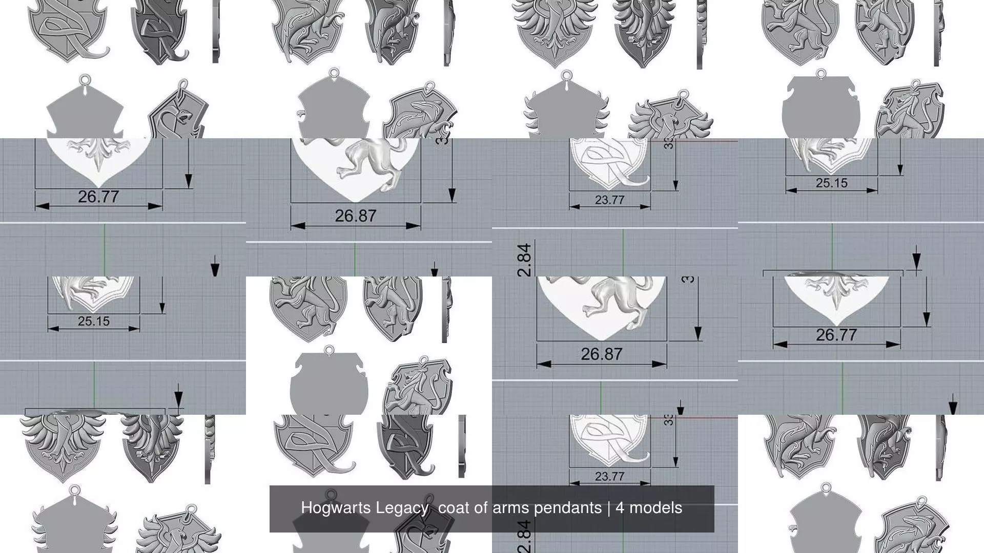 Hogwarts Legacy  coat of arms pendants 3D Model Collection_1