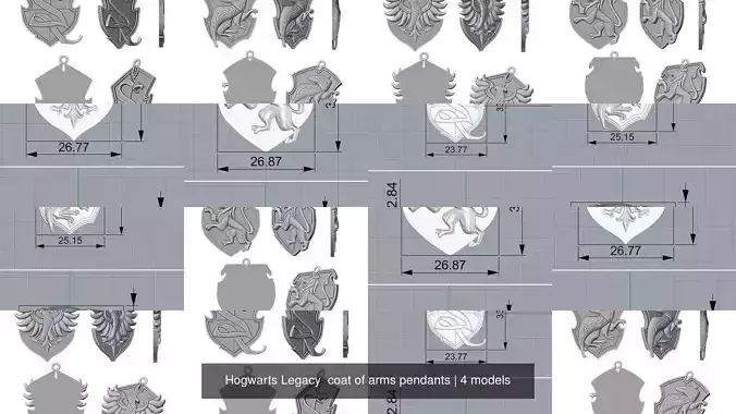 Hogwarts Legacy  coat of arms pendants