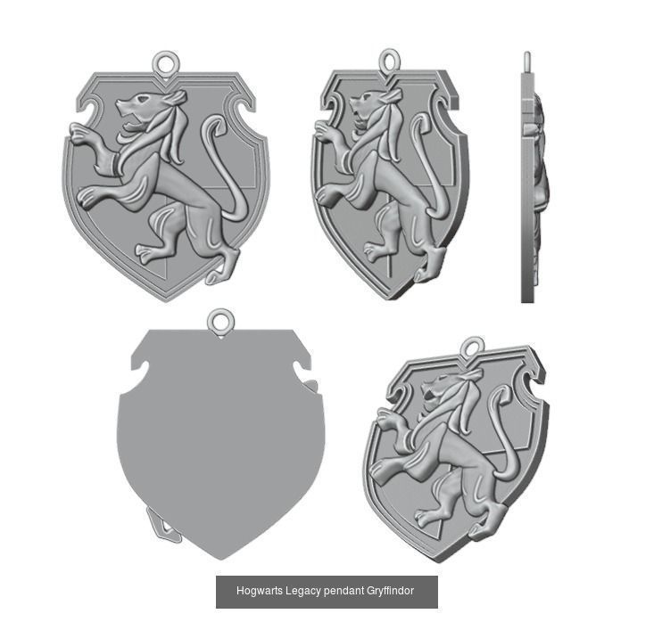 Hogwarts Legacy  coat of arms pendants 3D Model Collection_5