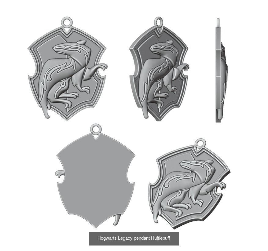 Hogwarts Legacy  coat of arms pendants 3D Model Collection_3