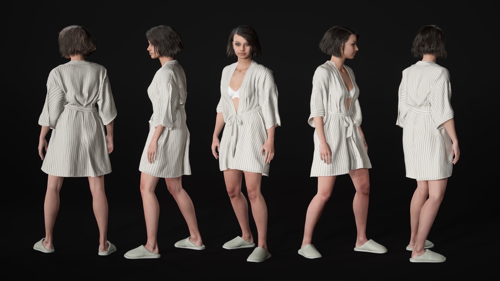 Woman - Bathrobe - Modular - Rigged Low-poly 3D model_13
