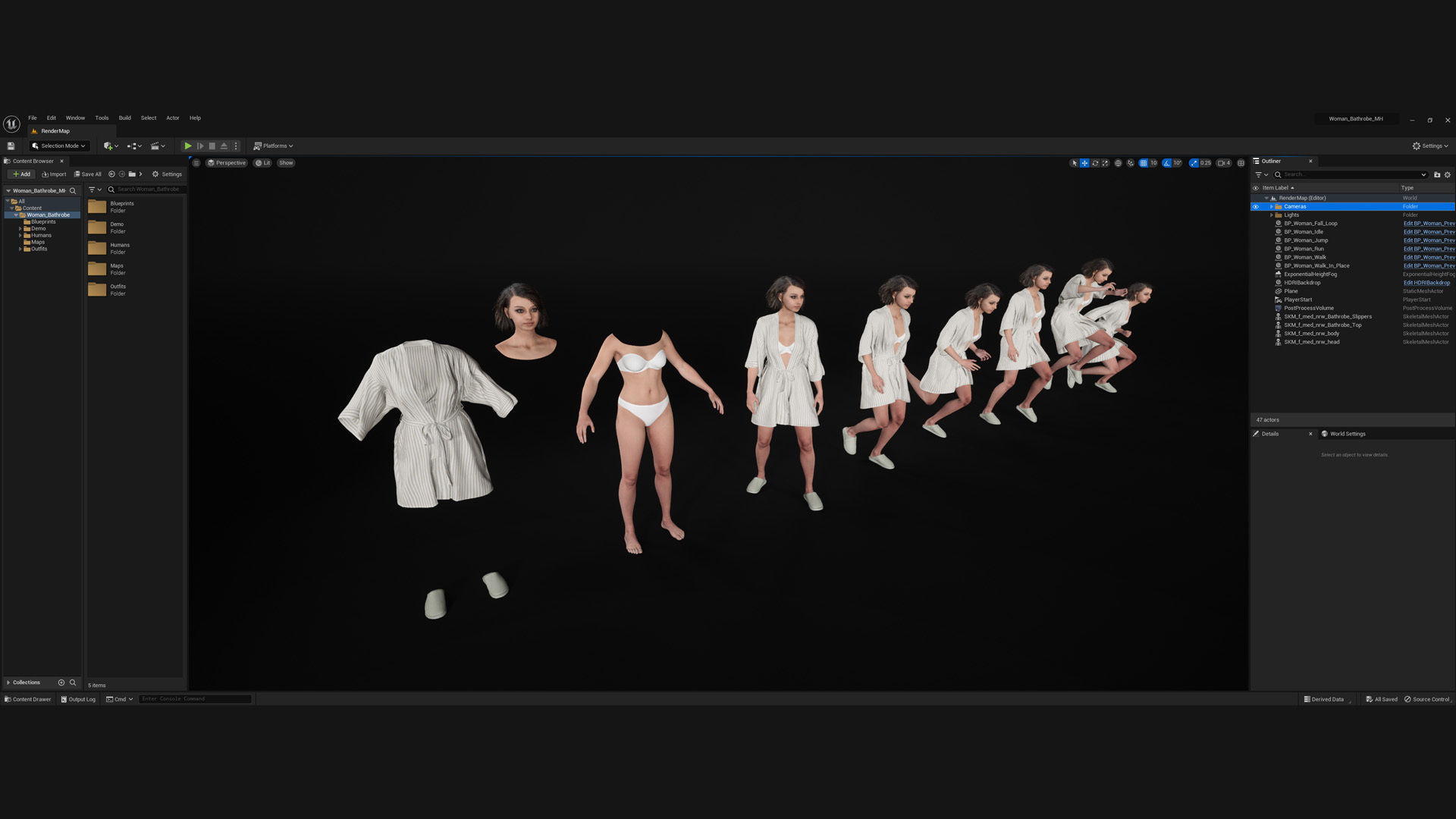 Woman - Bathrobe - Modular - Rigged Low-poly 3D model_6