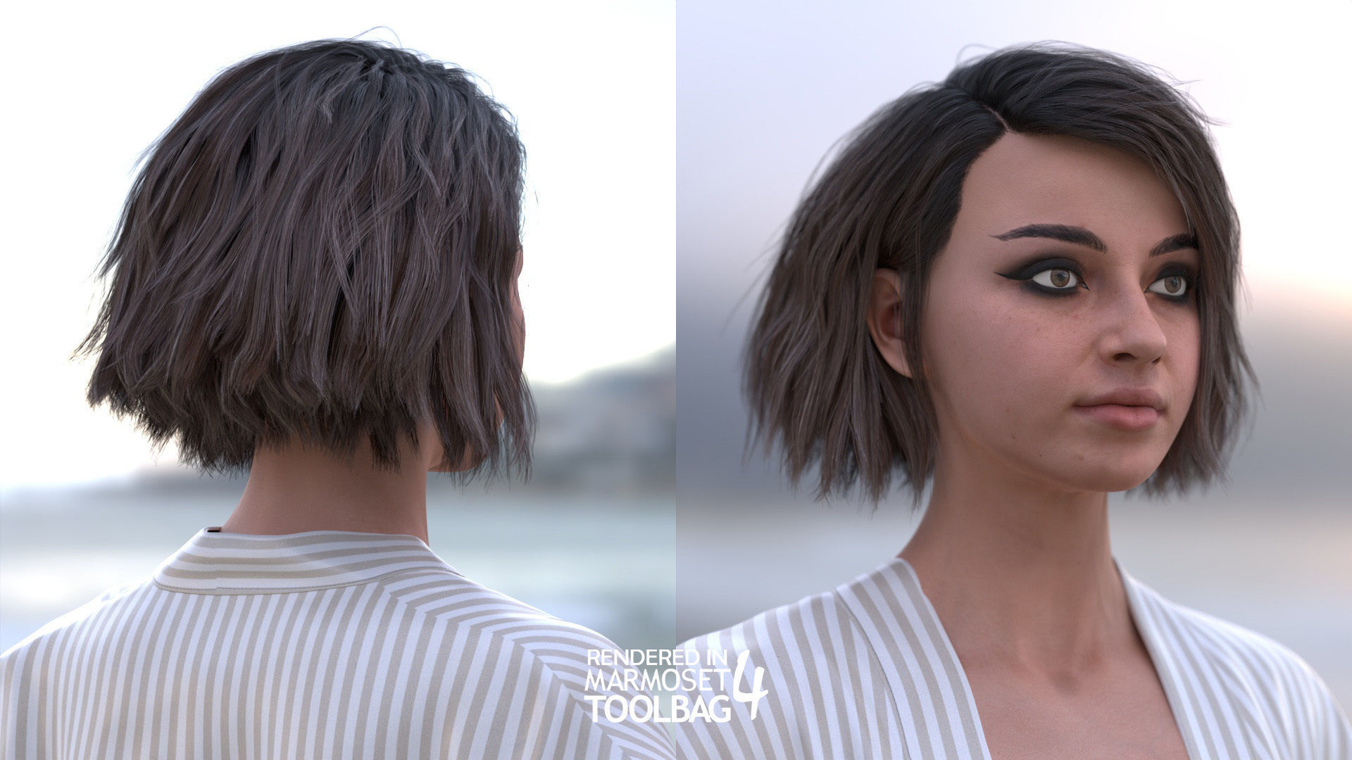 Woman - Bathrobe - Modular - Rigged Low-poly 3D model_22