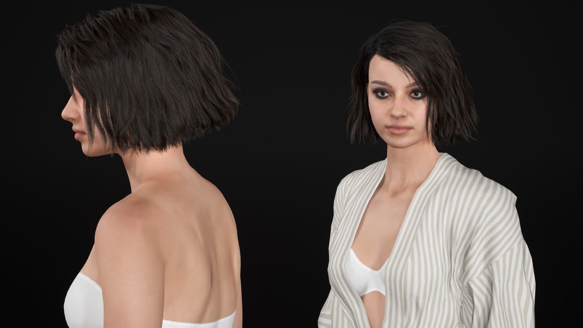 Woman - Bathrobe - Modular - Rigged Low-poly 3D model_17