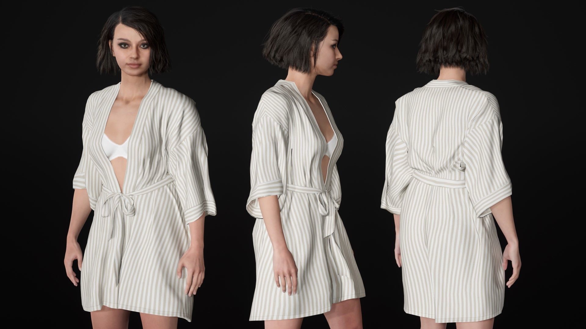 Woman - Bathrobe - Modular - Rigged Low-poly 3D model_14