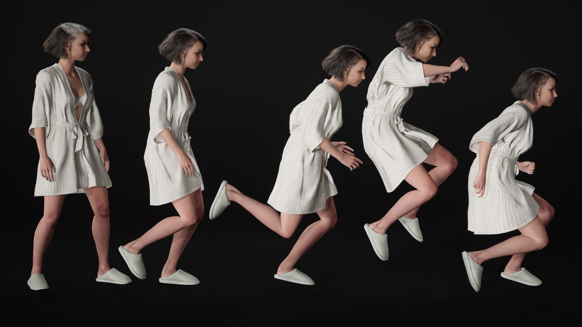 Woman - Bathrobe - Modular - Rigged Low-poly 3D model_11