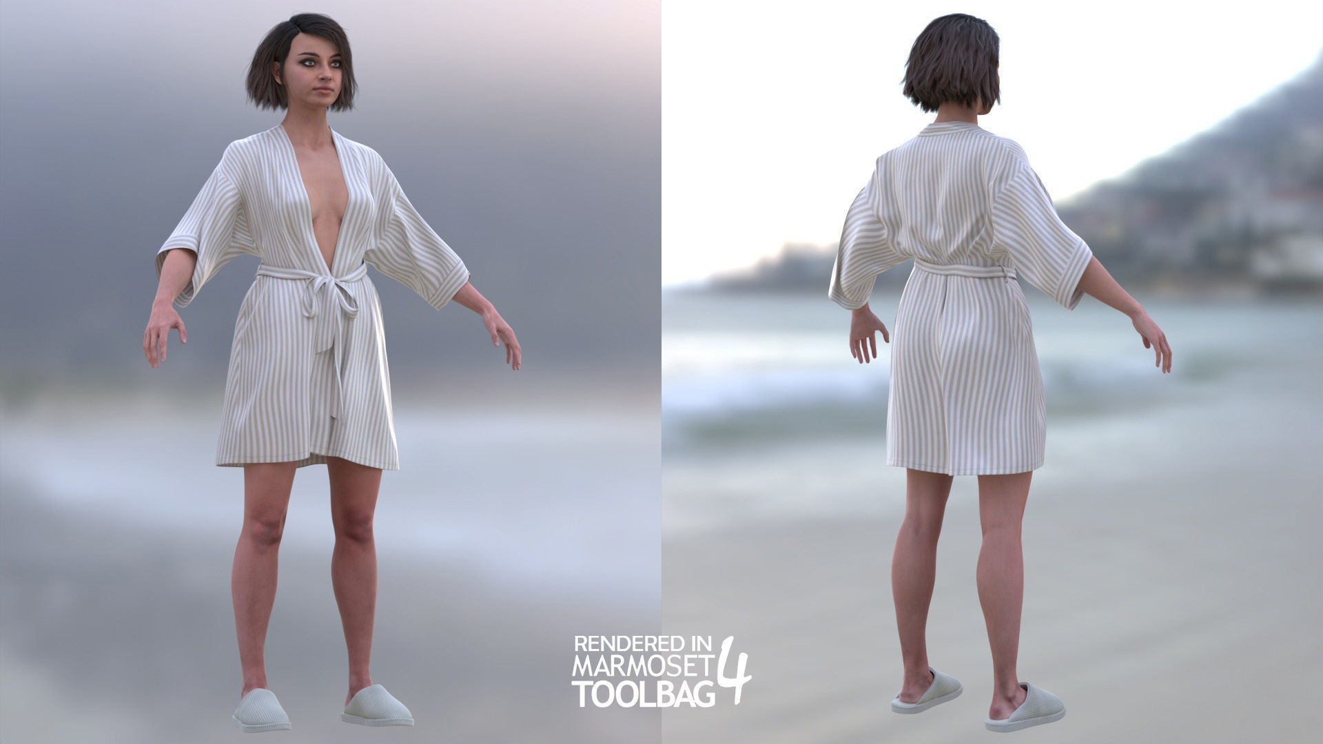 Woman - Bathrobe - Modular - Rigged Low-poly 3D model_5