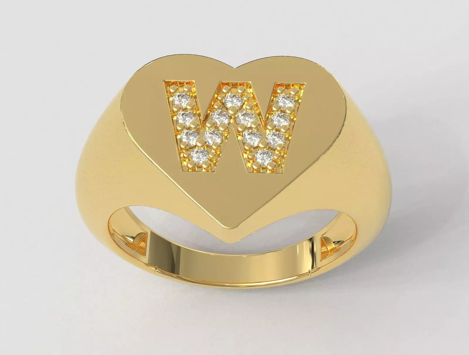 Heart Letter Ring - W 3D print model