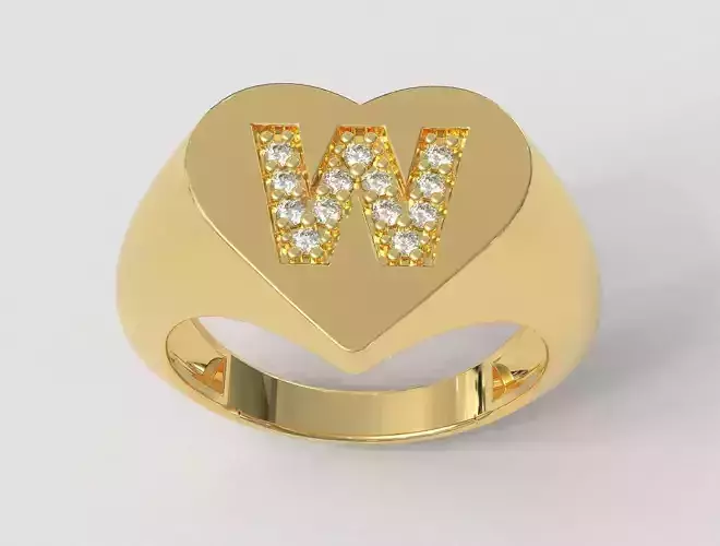 Heart Letter Ring - W