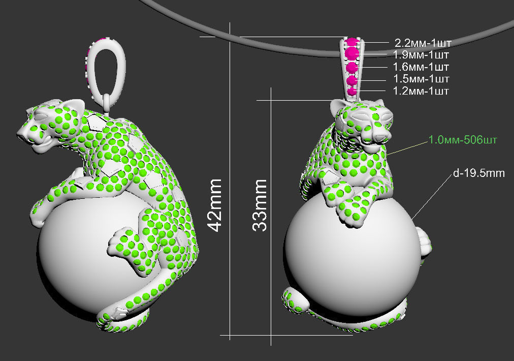 pendant panther 3D print model_11