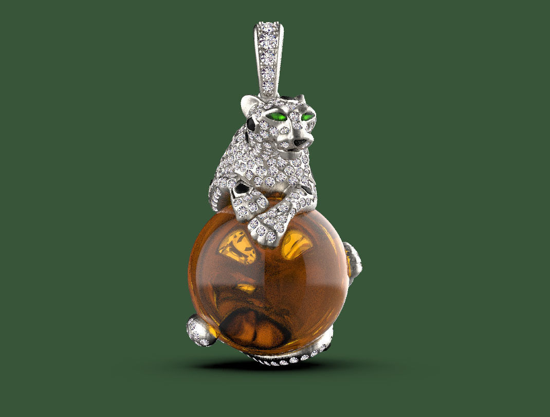 pendant panther 3D print model_15