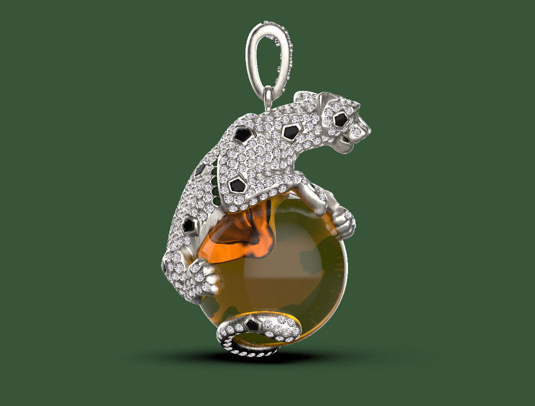 pendant panther 3D print model_7