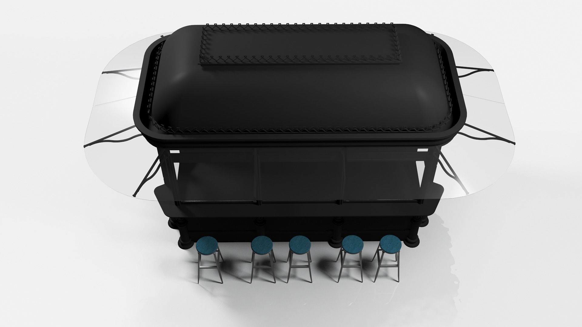 Classical Black Metal Street Kiosk 2x4m 3DS Max Vray Corona 3D model_5