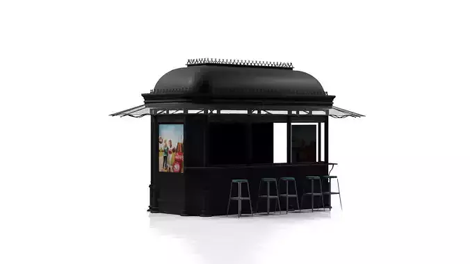 Classical Black Metal Street Kiosk 2x4m 3DS Max Vray Corona 3D model