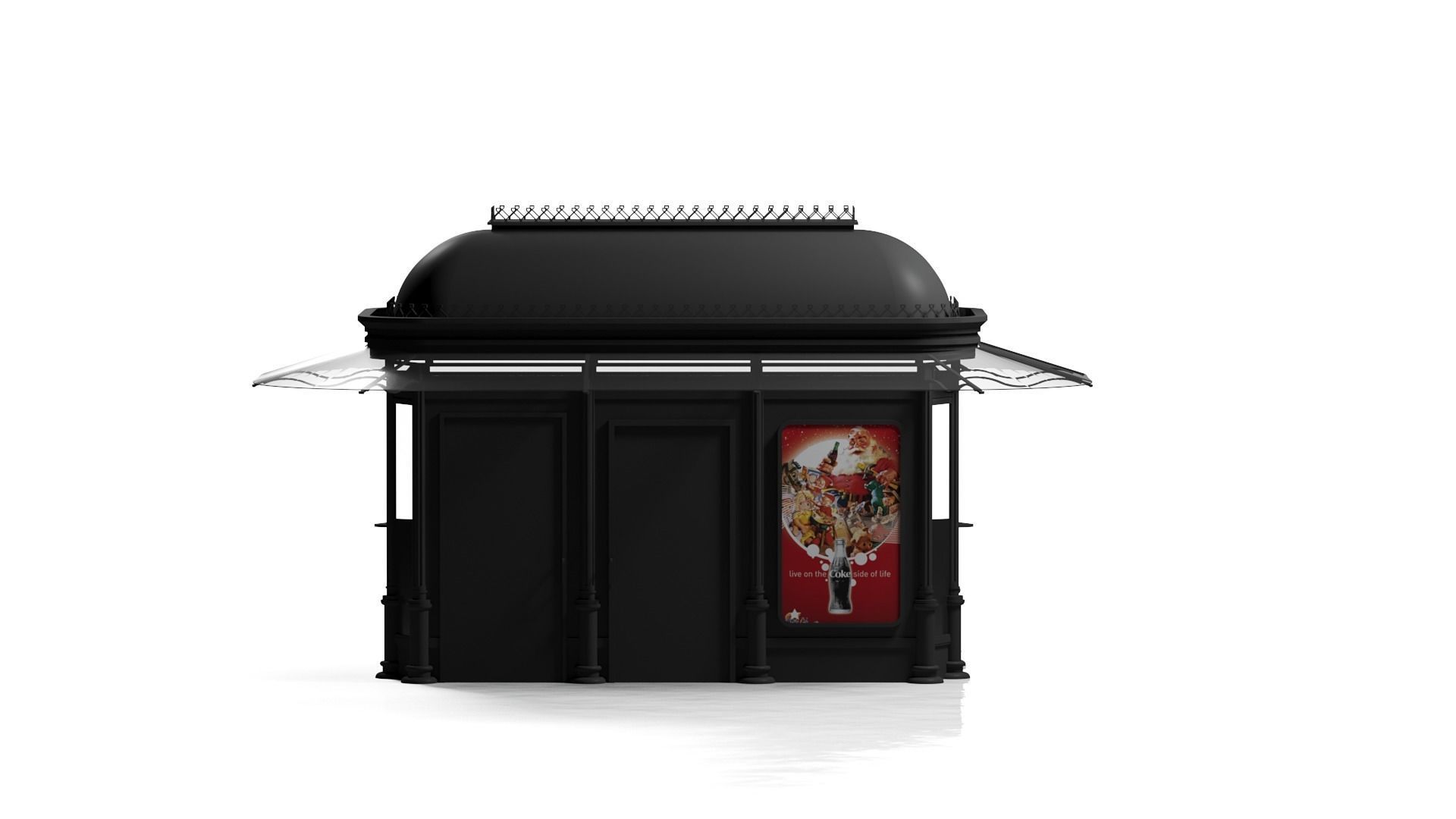 Classical Black Metal Street Kiosk 2x4m 3DS Max Vray Corona 3D model_2