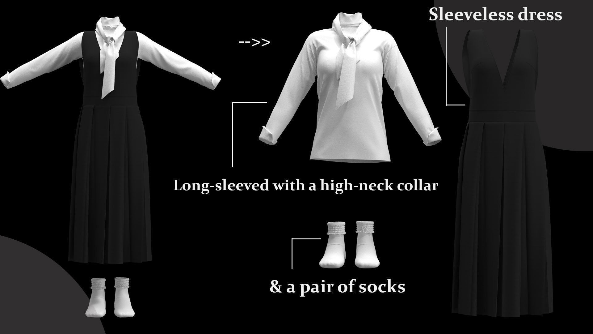 13 Different Styles of Female cartoon character clothing Vol 4 3D model_12