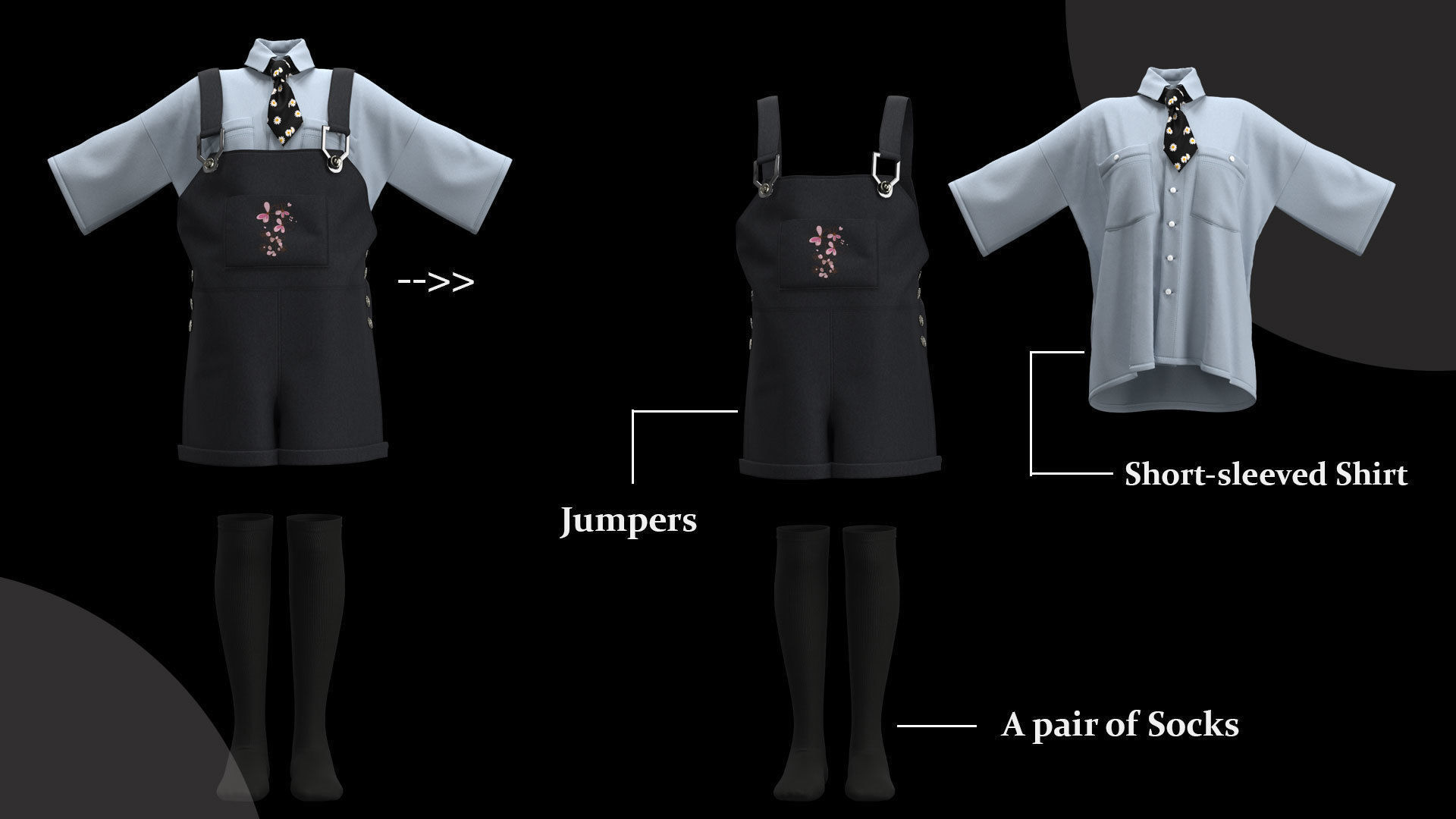 13 Different Styles of Female cartoon character clothing Vol 4 3D model_25