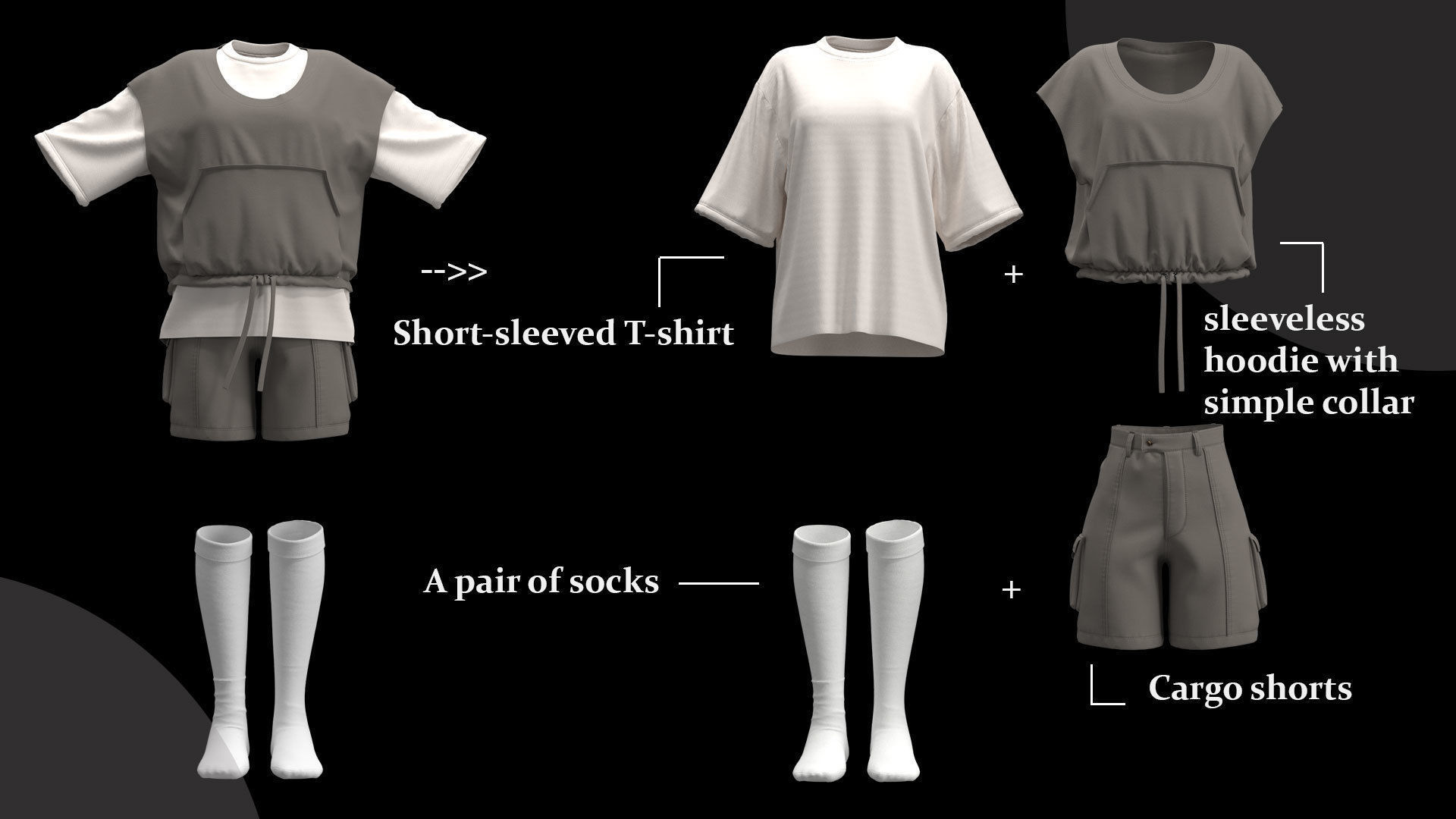 13 Different Styles of Female cartoon character clothing Vol 4 3D model_14