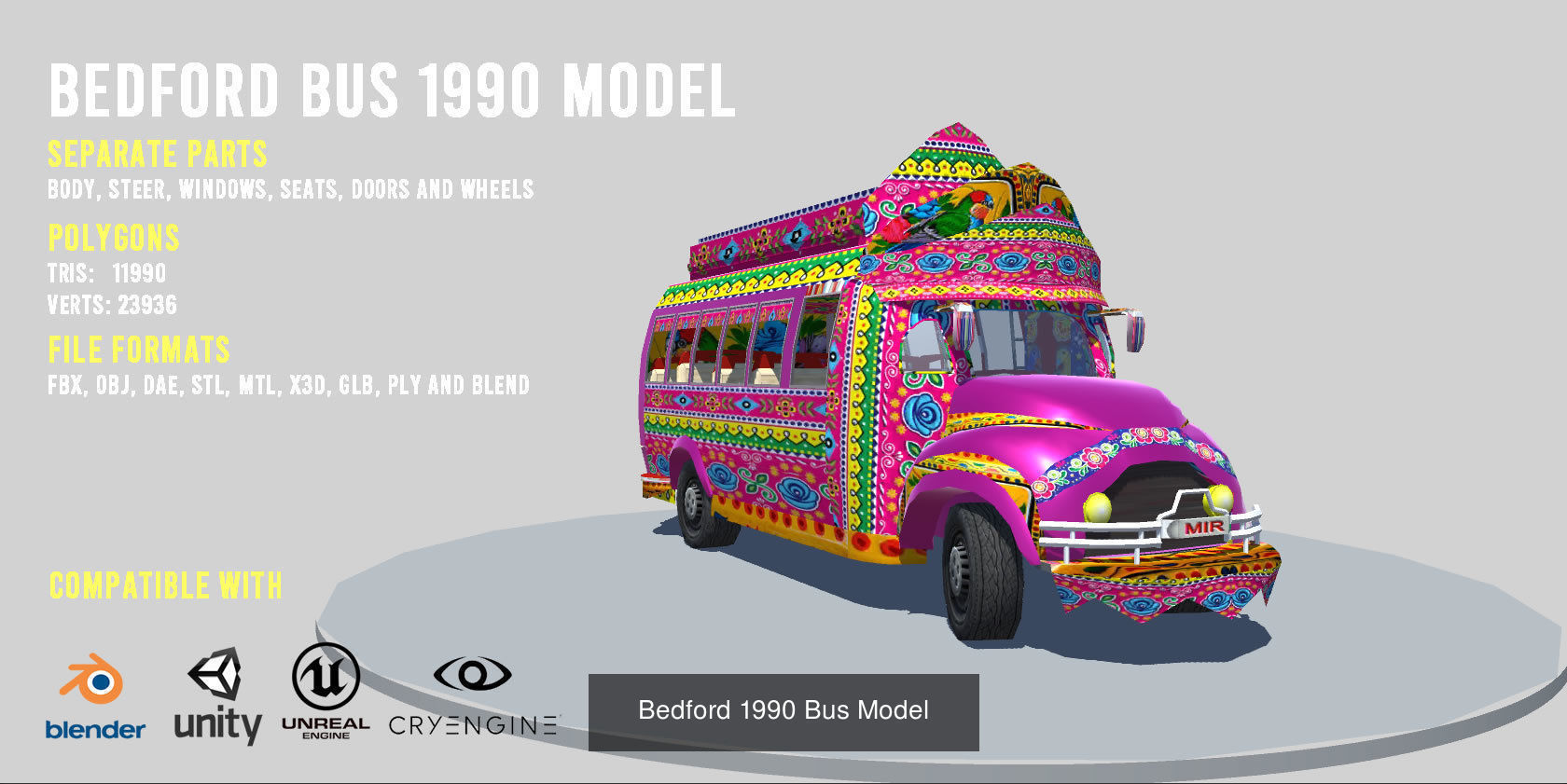 Bedford Buses Lowpoly 3D Model 3D Model Collection_2