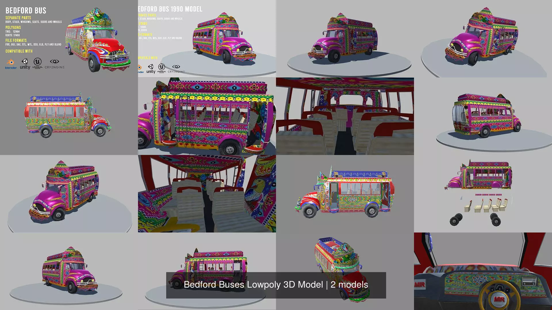 Bedford Buses Lowpoly 3D Model 3D Model Collection_0