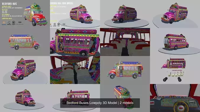 Bedford Buses Lowpoly 3D Model 3D Model Collection