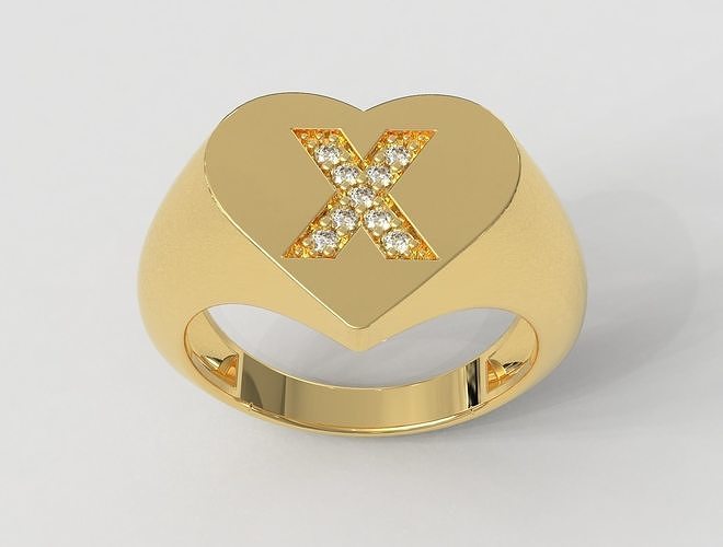 Heart Letter Ring - X 3D print model