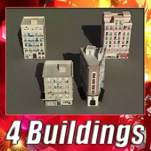 Building Collection 17-20 Low-poly 3D model