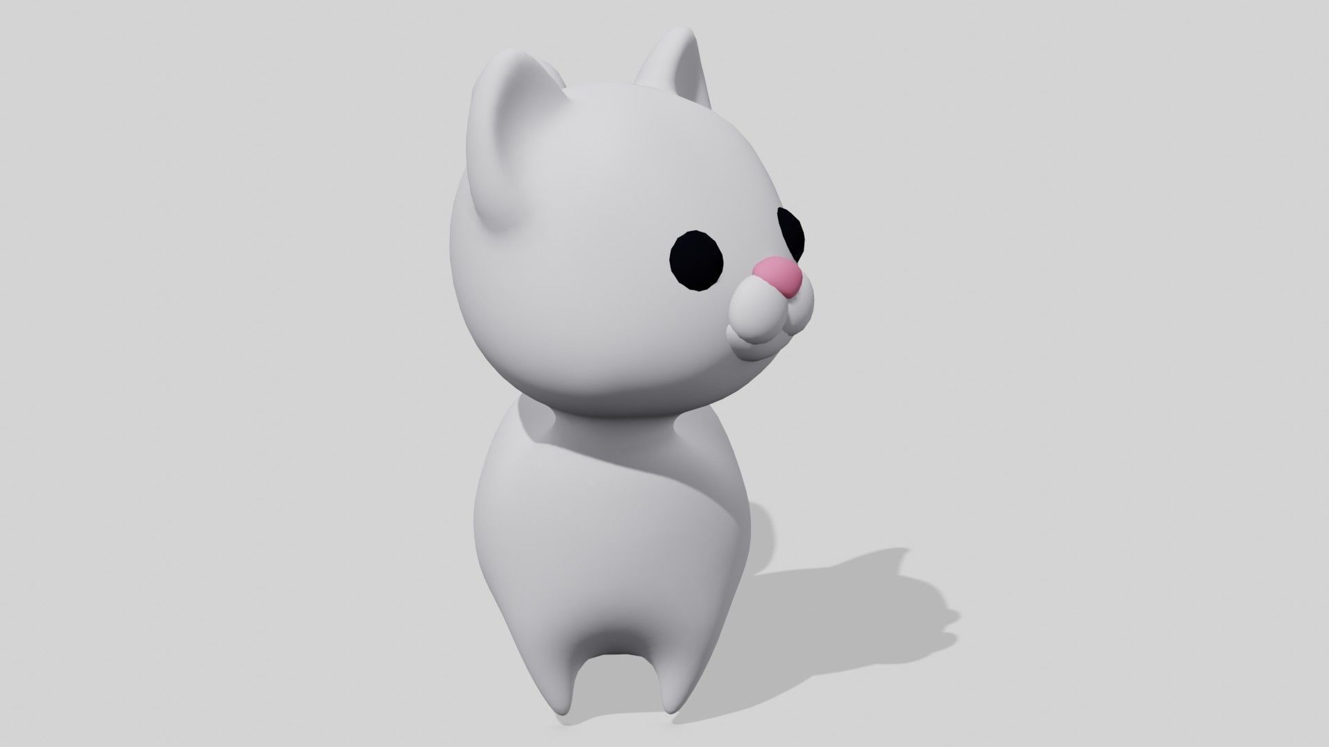White cute cat  Low-poly 3D model_2
