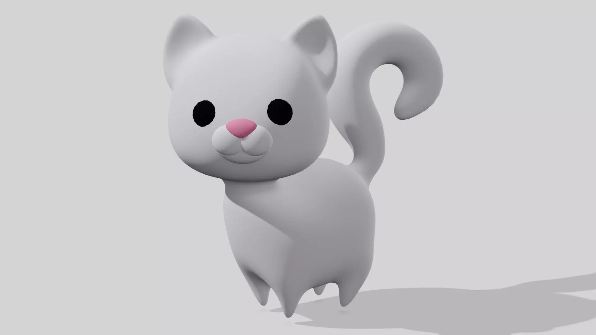 White cute cat  Low-poly 3D model_0