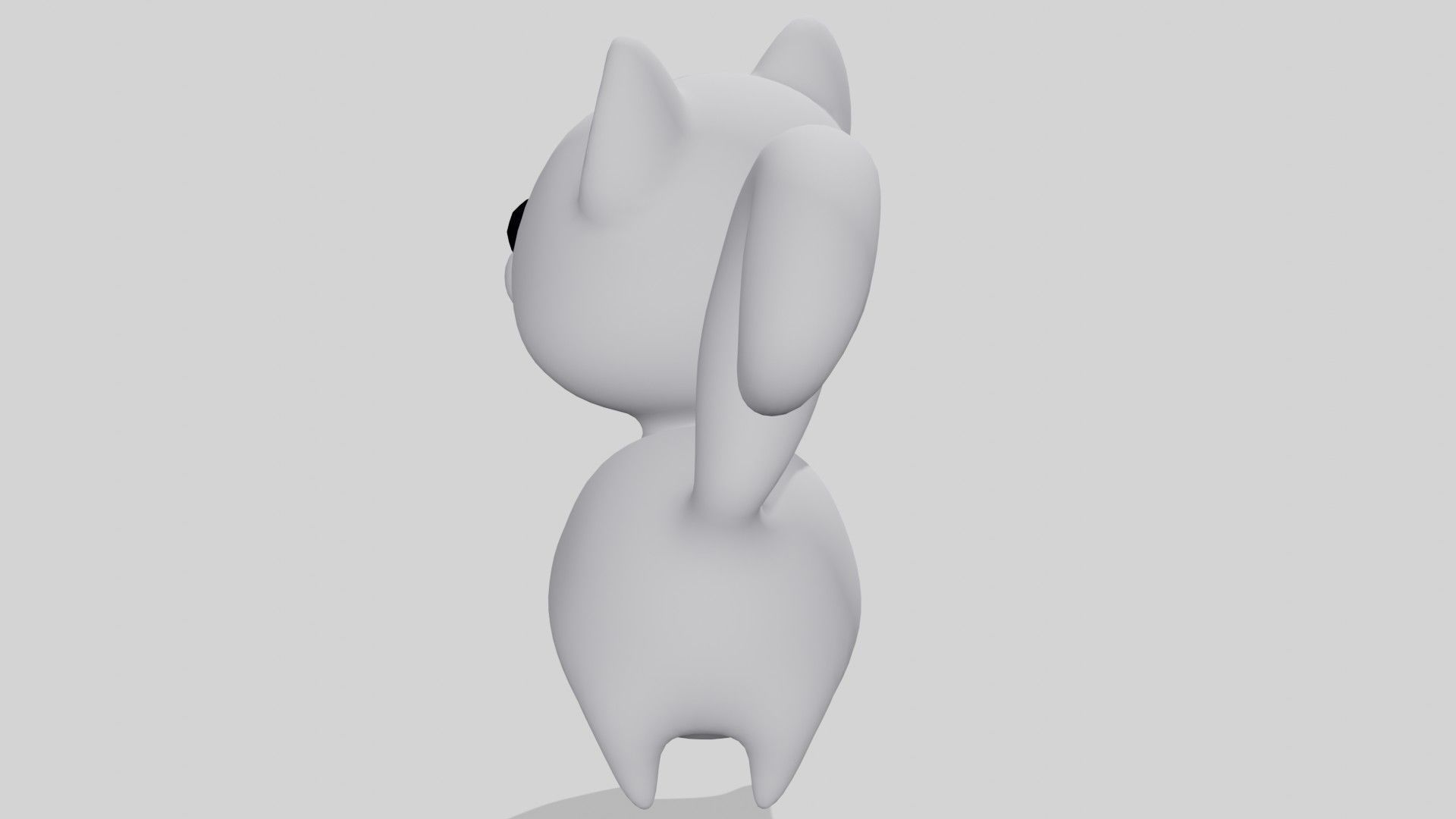 White cute cat  Low-poly 3D model_4