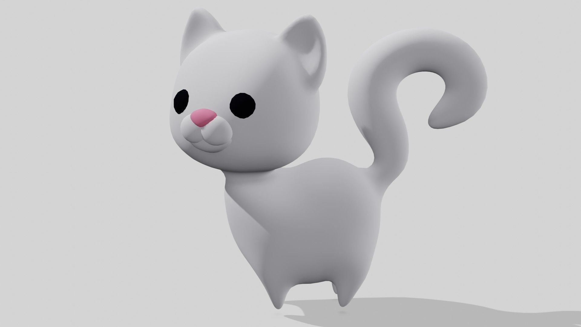White cute cat  Low-poly 3D model_1