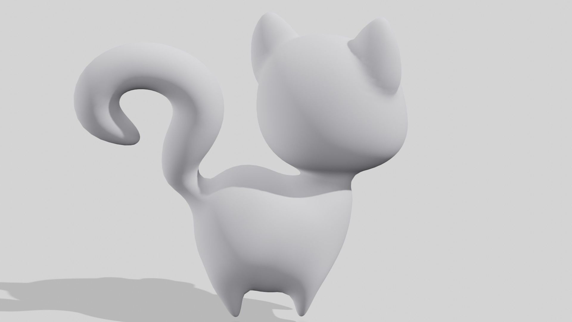 White cute cat  Low-poly 3D model_3