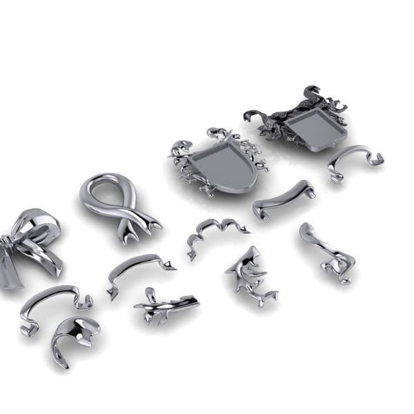 Various Ribbon Collection elements 3D print model_5